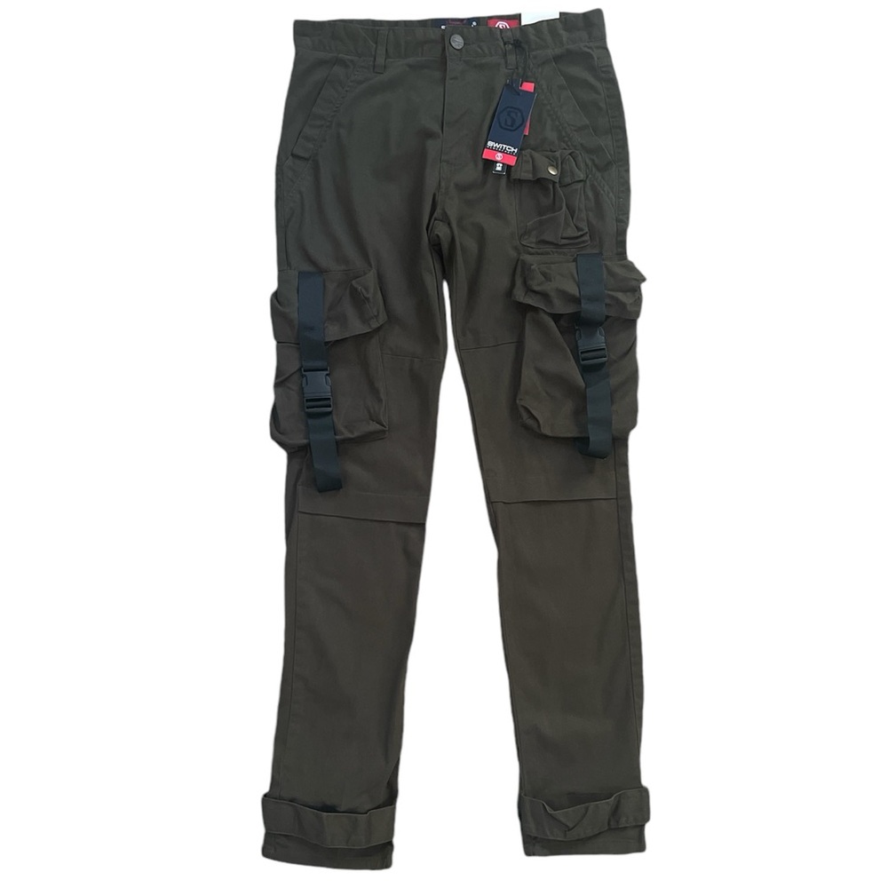 Switch‎ Remarkable Men's Olive Slim Tapered Fit Utility Cargo Pants Size 32 NEW